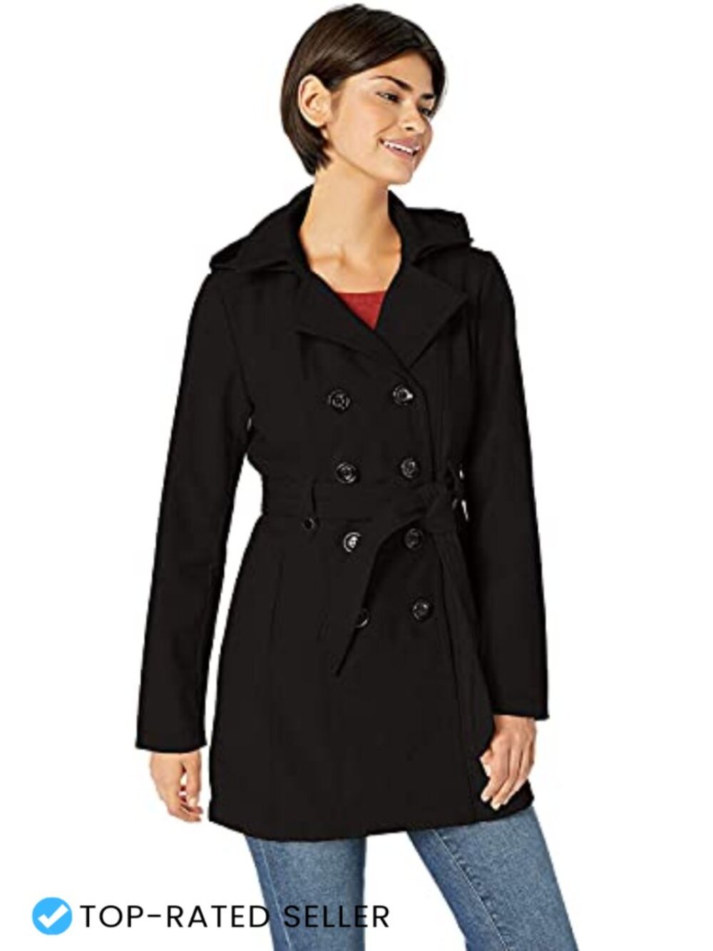 Soft Shell Trench Coat Water Resistant Detachable Hood Belted Women's